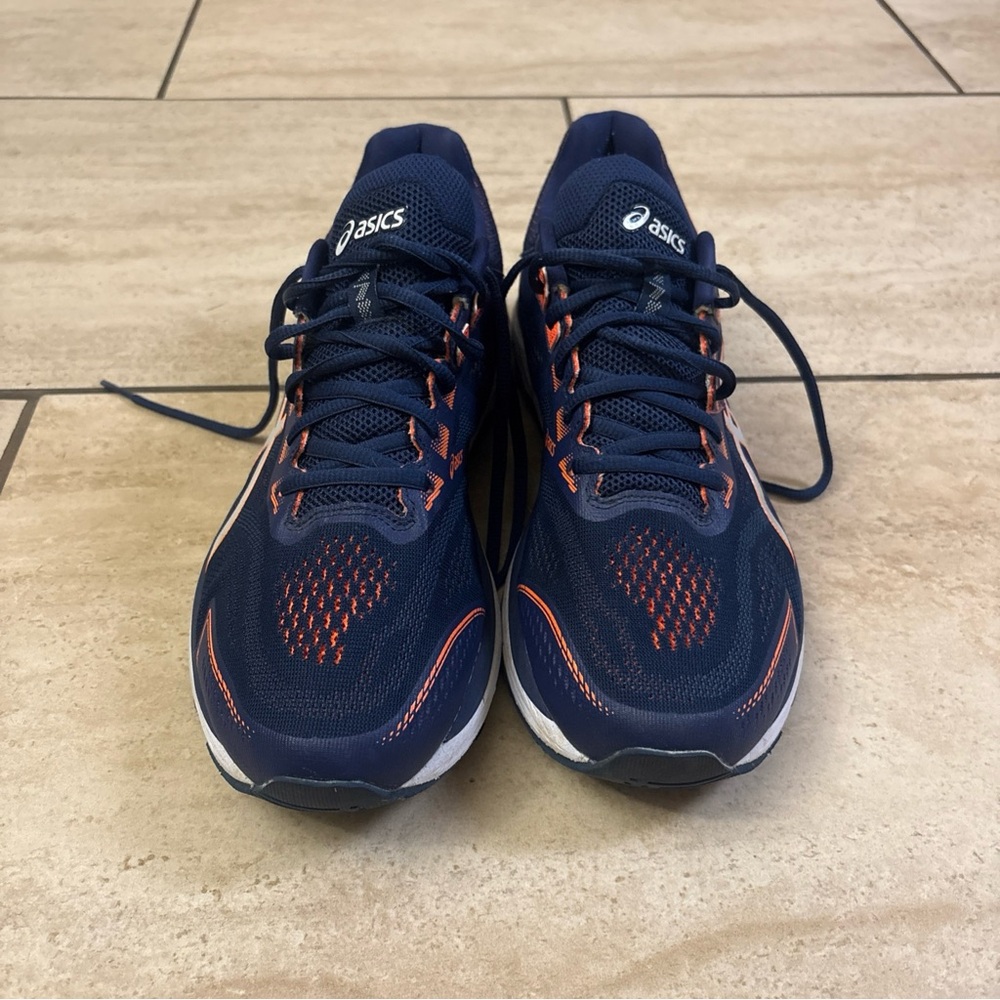 ASICS GT-2000 7 Shoes Men's 10.5  Wide Indigo Shocking Orange Running Sneakers
